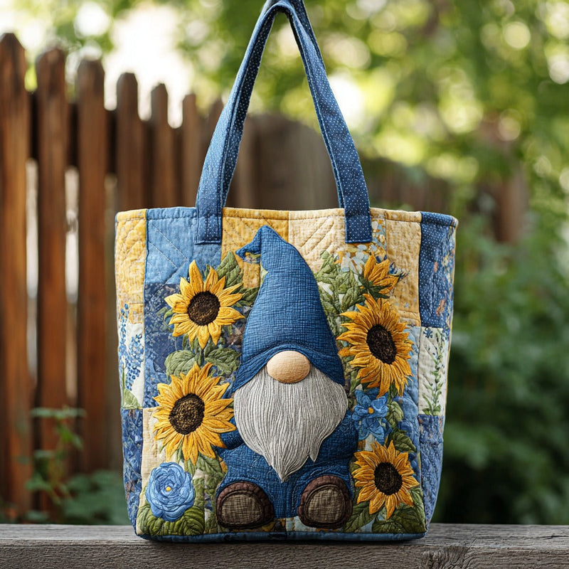 Wichtel mit Sonnenblumen – Gesteppter Shopper