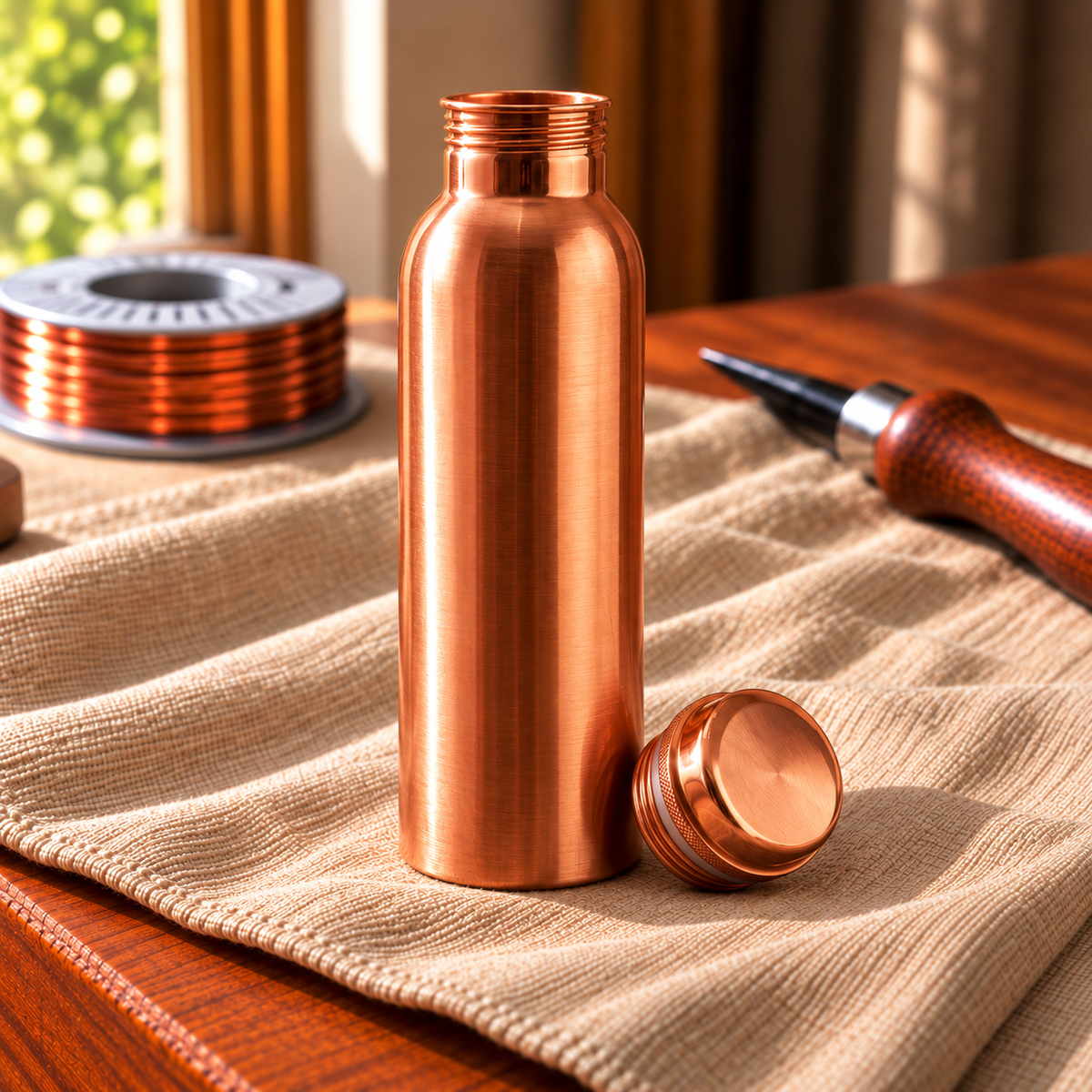 Elegante Wasserflasche aus reinem Kupfer