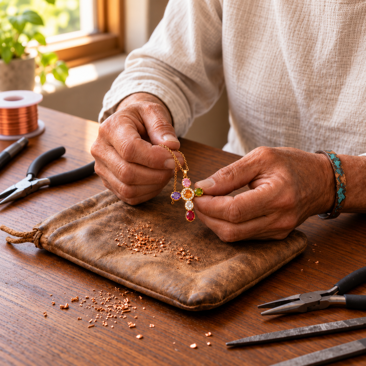 Kreuzanhänger mit Zirkonia und Kette