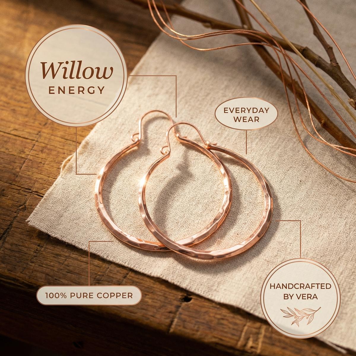 Kupfer-Ohrringe Willow