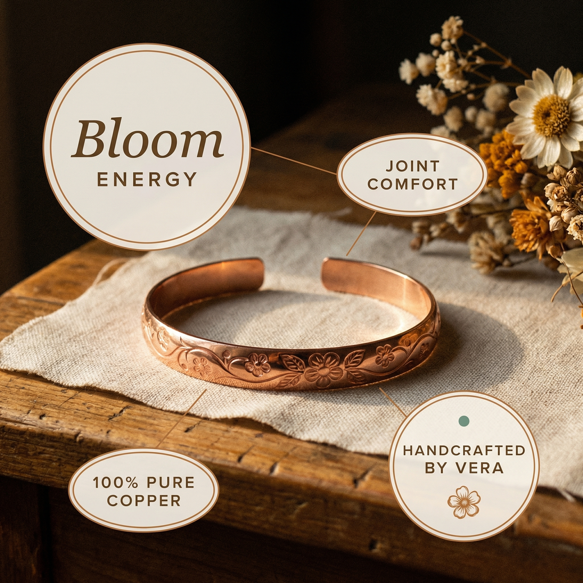 Kupferarmband Bloom