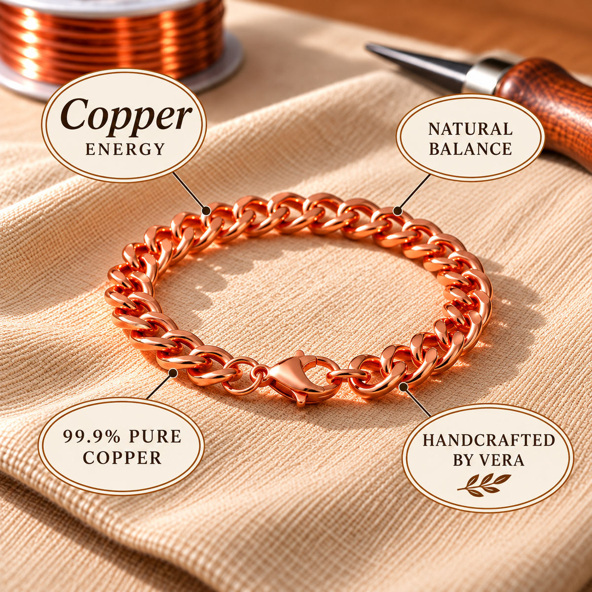 Kupferarmband Cuffo Pur