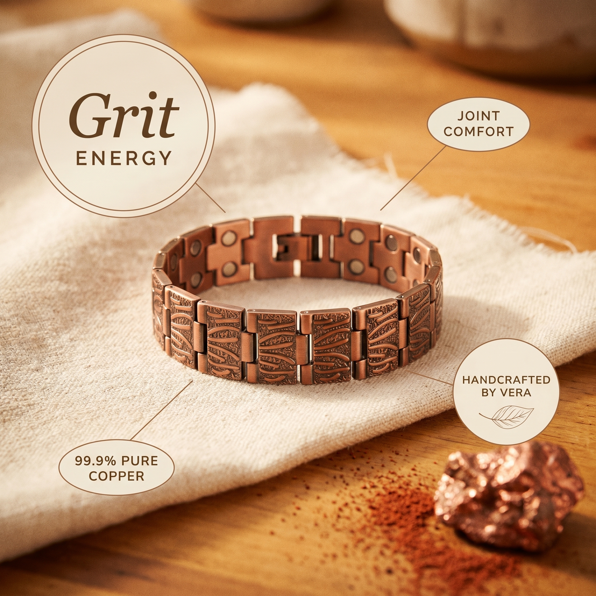 Kupferarmband für Herren Grit