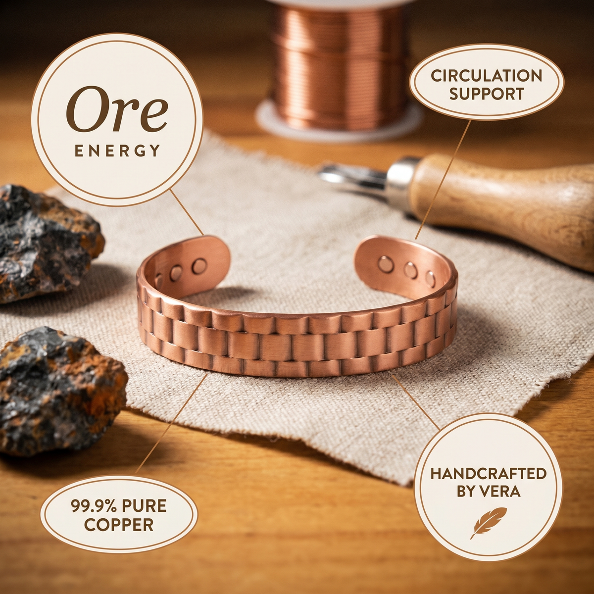 Kupferarmband für Herren Ore