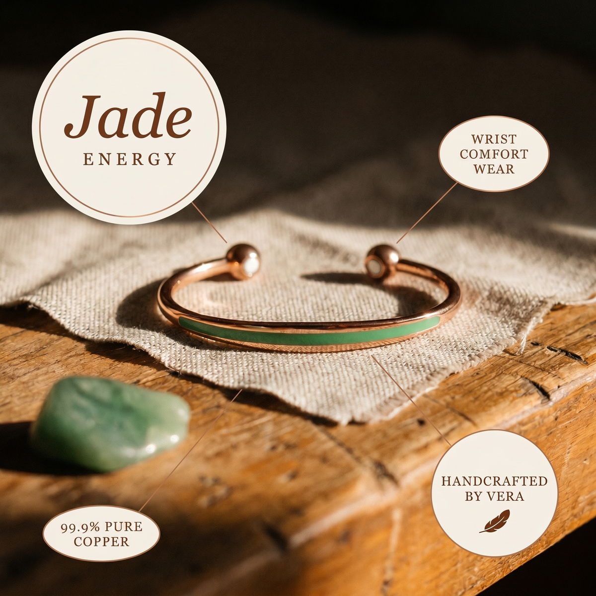 Kupferarmband Jade