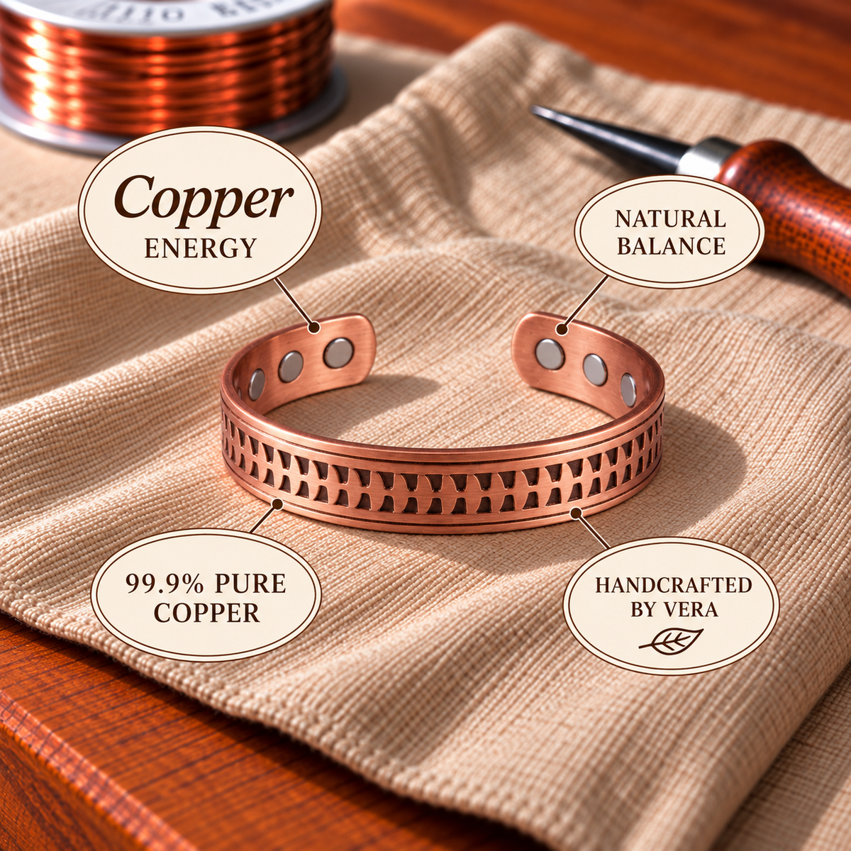 Kupferarmband mit Magneteinlage Pfeil