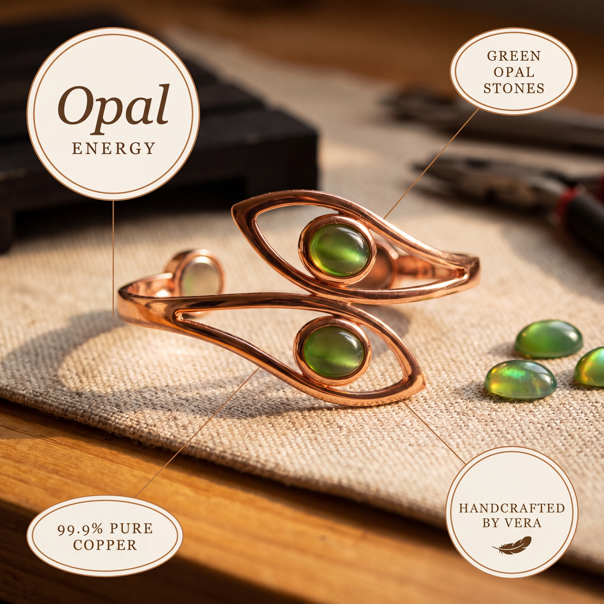 Kupferarmband Opal