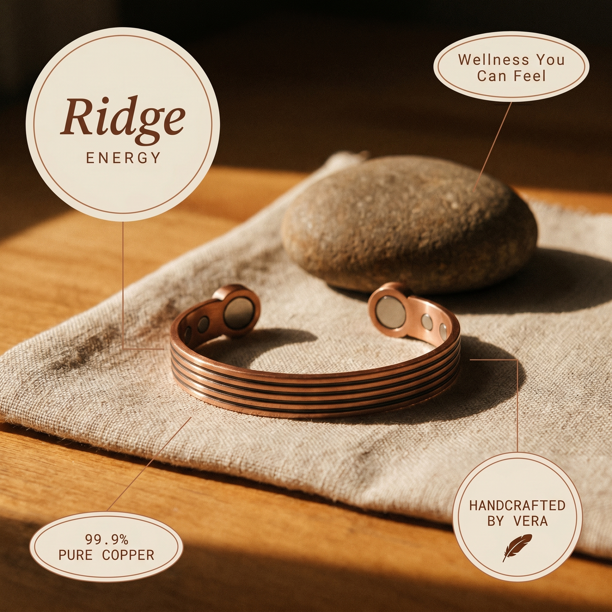 Kupferarmband Ridge