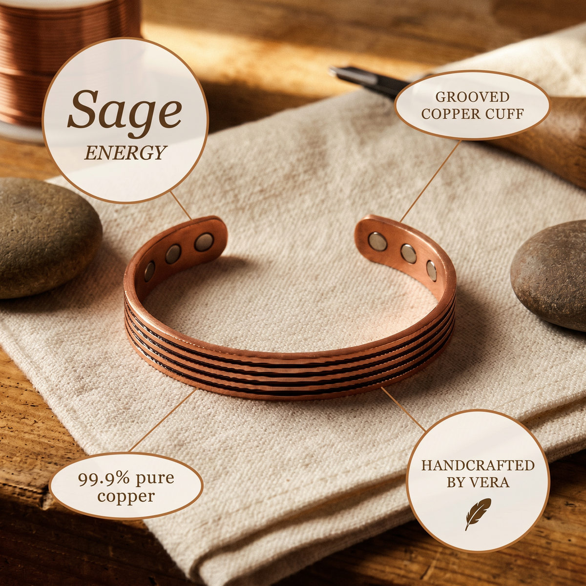 Kupferarmband Sage