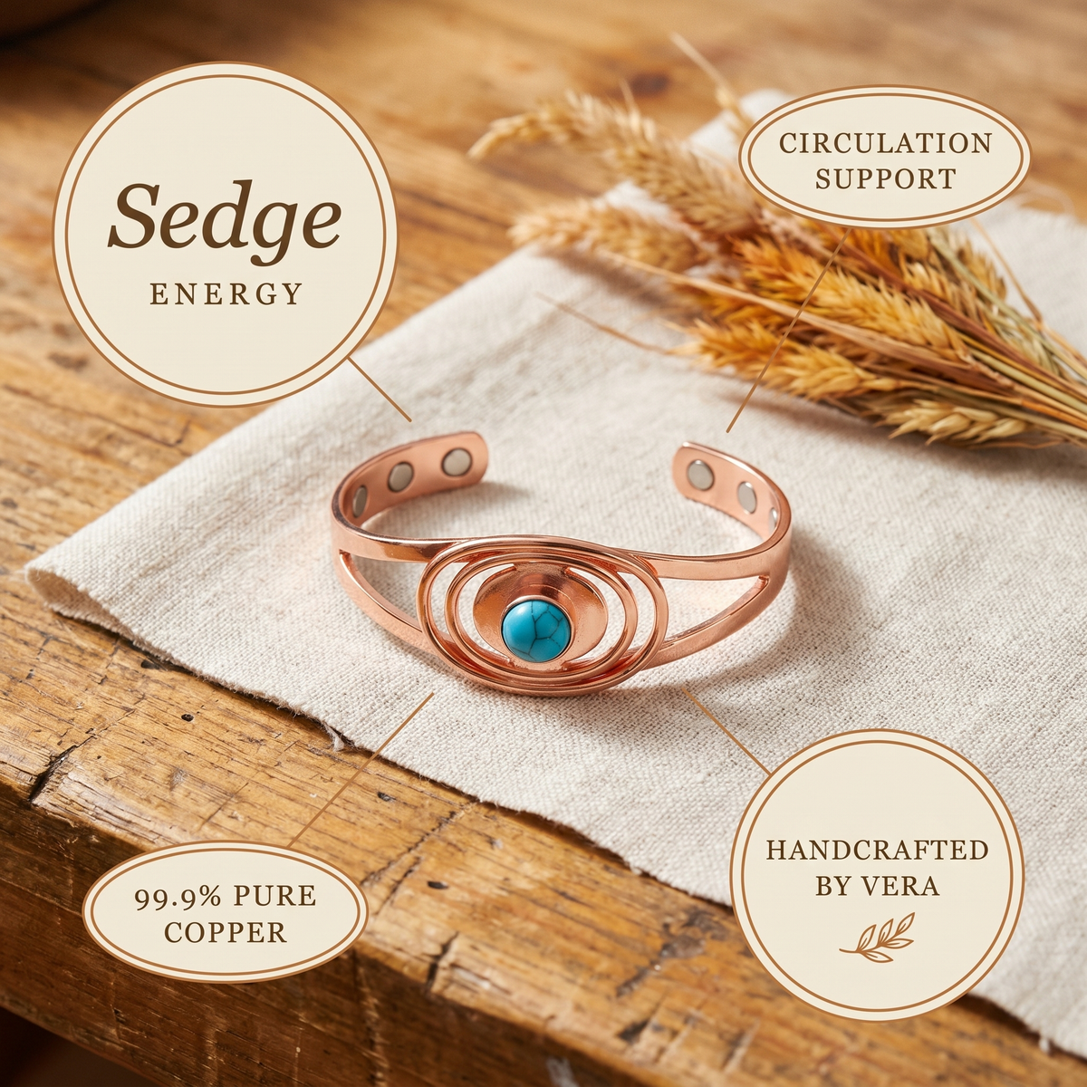 Kupferarmband Sedge