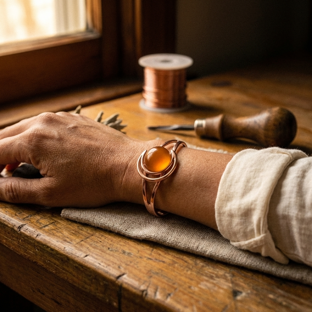 Kupferarmband Sphere Orange