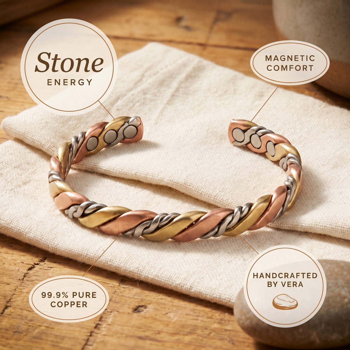 Kupferarmband Stone