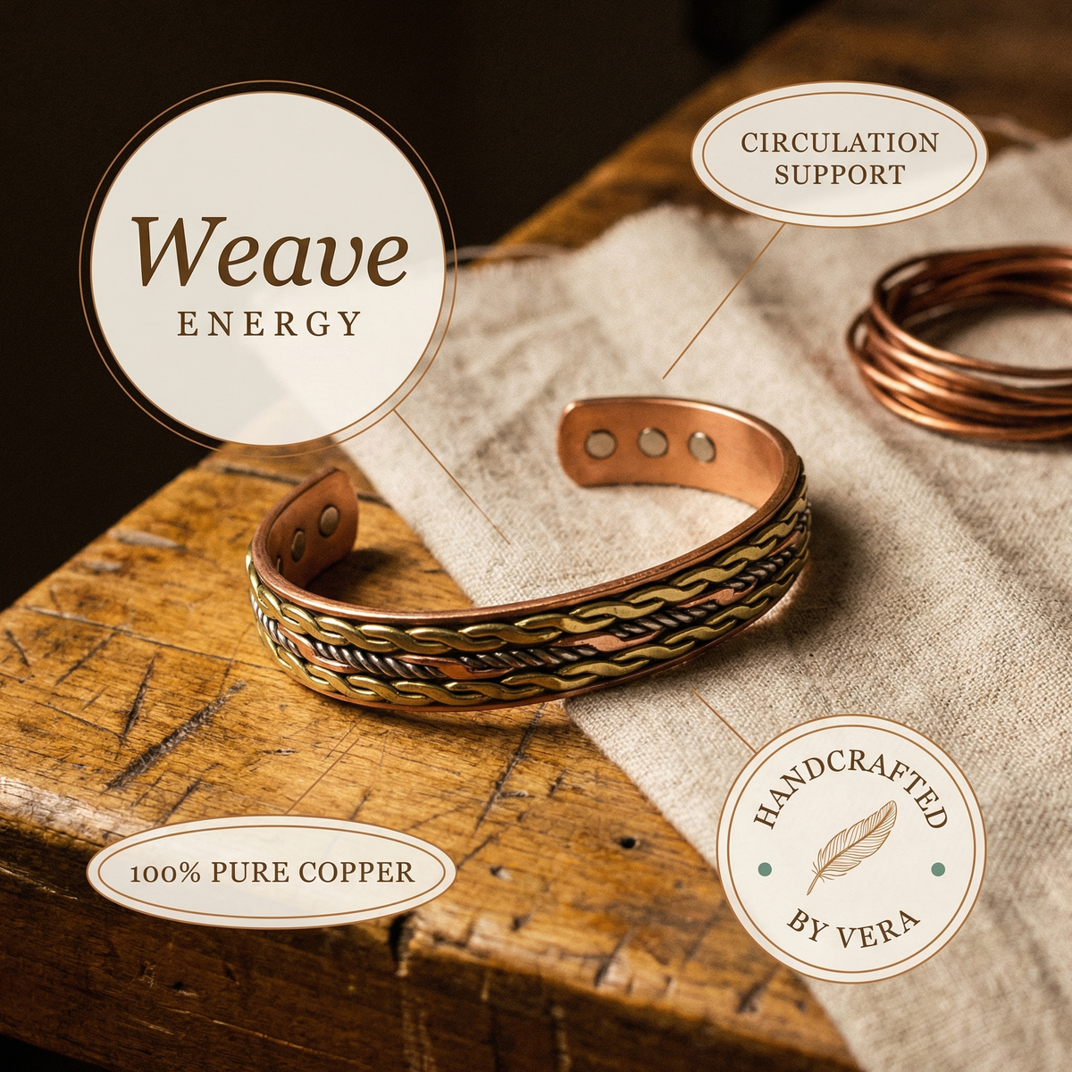 Kupferarmband Weave